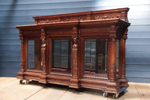 exceptionnal fine carved display cabinet