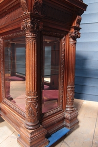 exceptionnal fine carved display cabinet