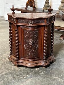 Fine carved cabinet with marble top 