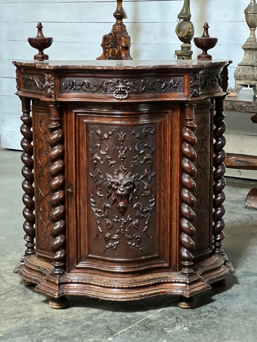 Fine carved cabinet with marble top 