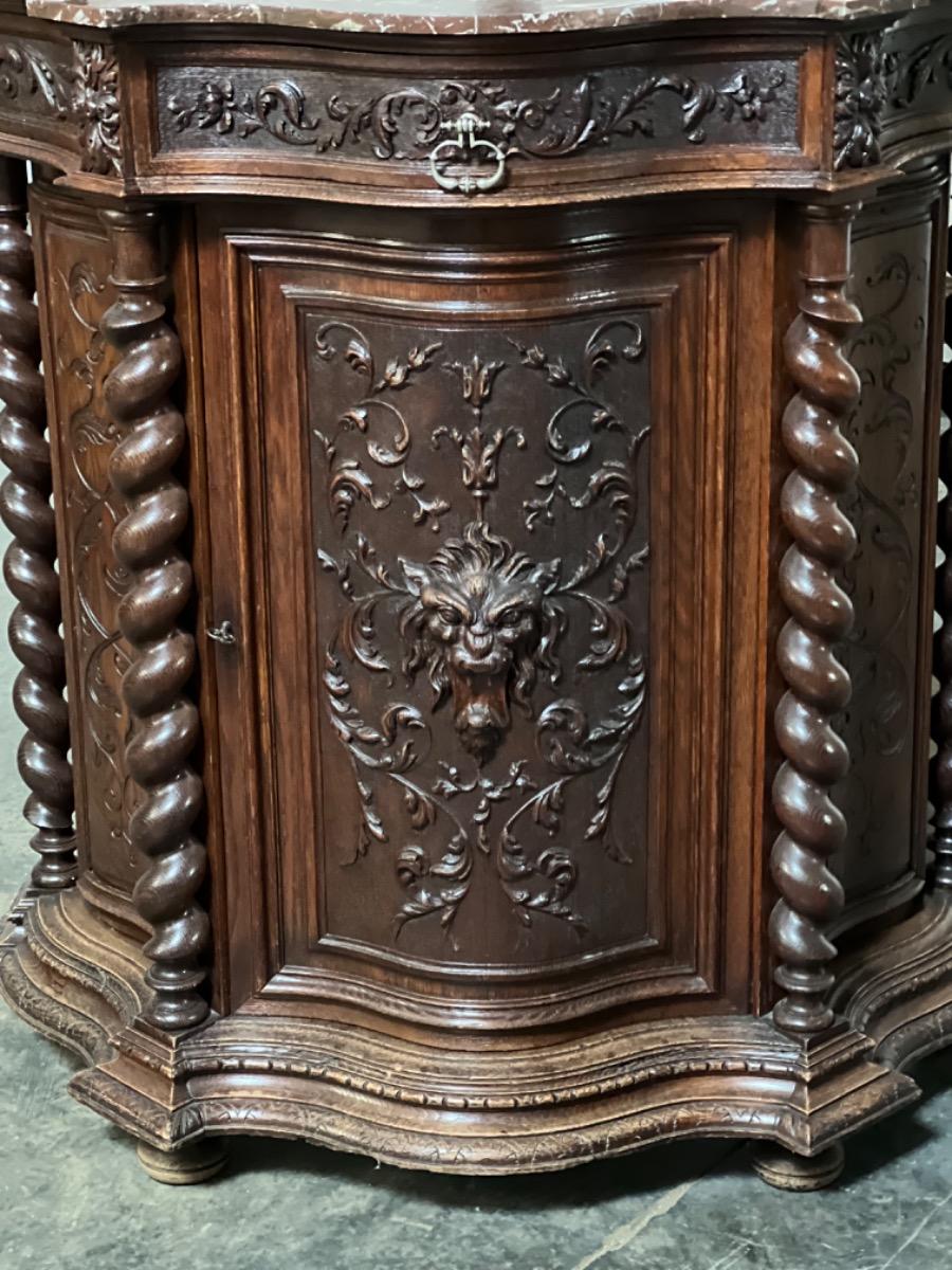 Fine carved cabinet with marble top 