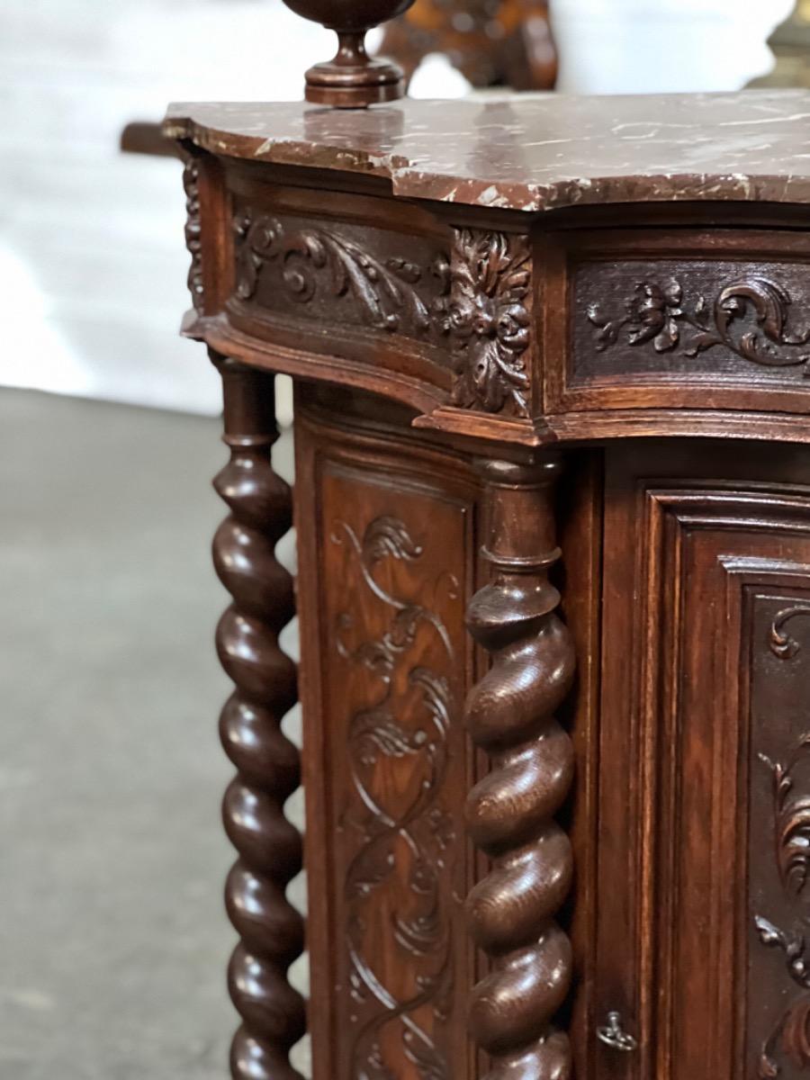 Fine carved cabinet with marble top 