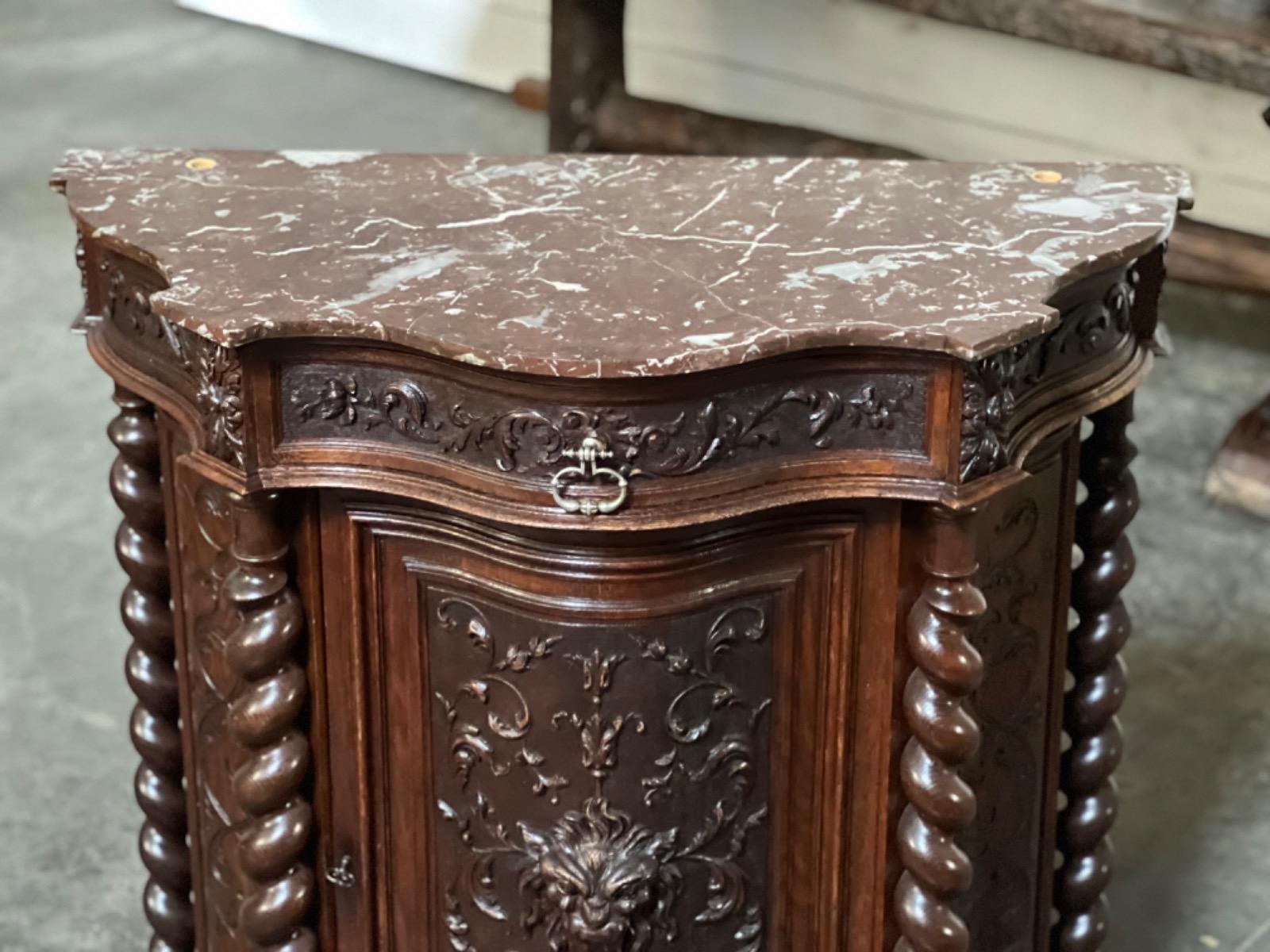 Fine carved cabinet with marble top 