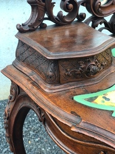Louis XV style Fine carved french walnut vanity with putti