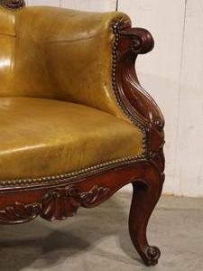 French mahogany bergère with leather Louis XV style