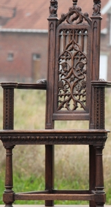 Gothic style Armchair in Oak, France