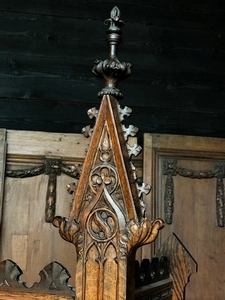 Gothic style Bookcase in oak, france 1930