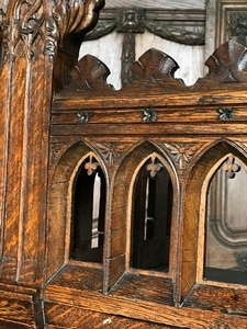 Gothic style Bookcase in oak, france 1930