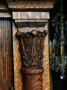 Gothic style Bookcase in oak, france 1930