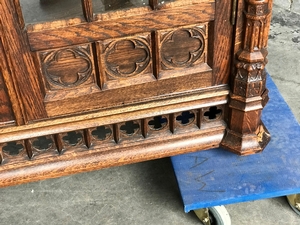 Gothic style Bookcase in oak, france 1930