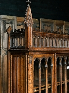 Gothic style Bookcase in oak, france 1930