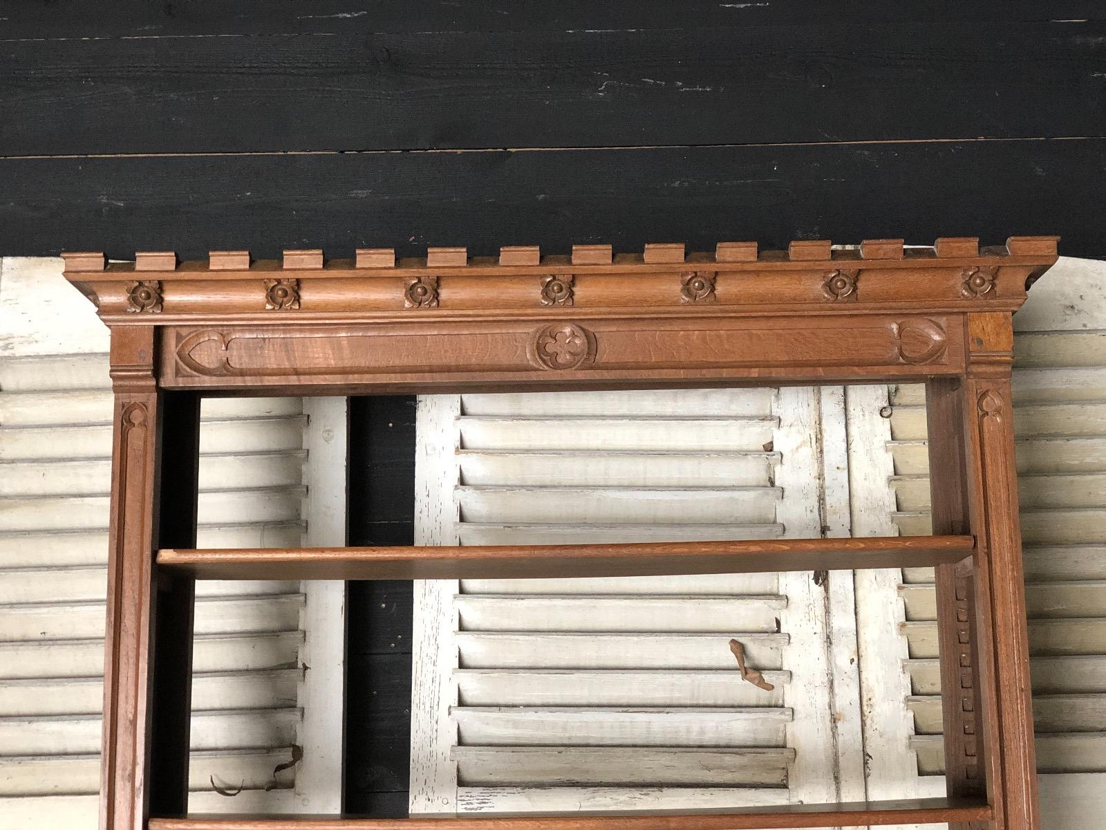 Gothic oak open bookcase 