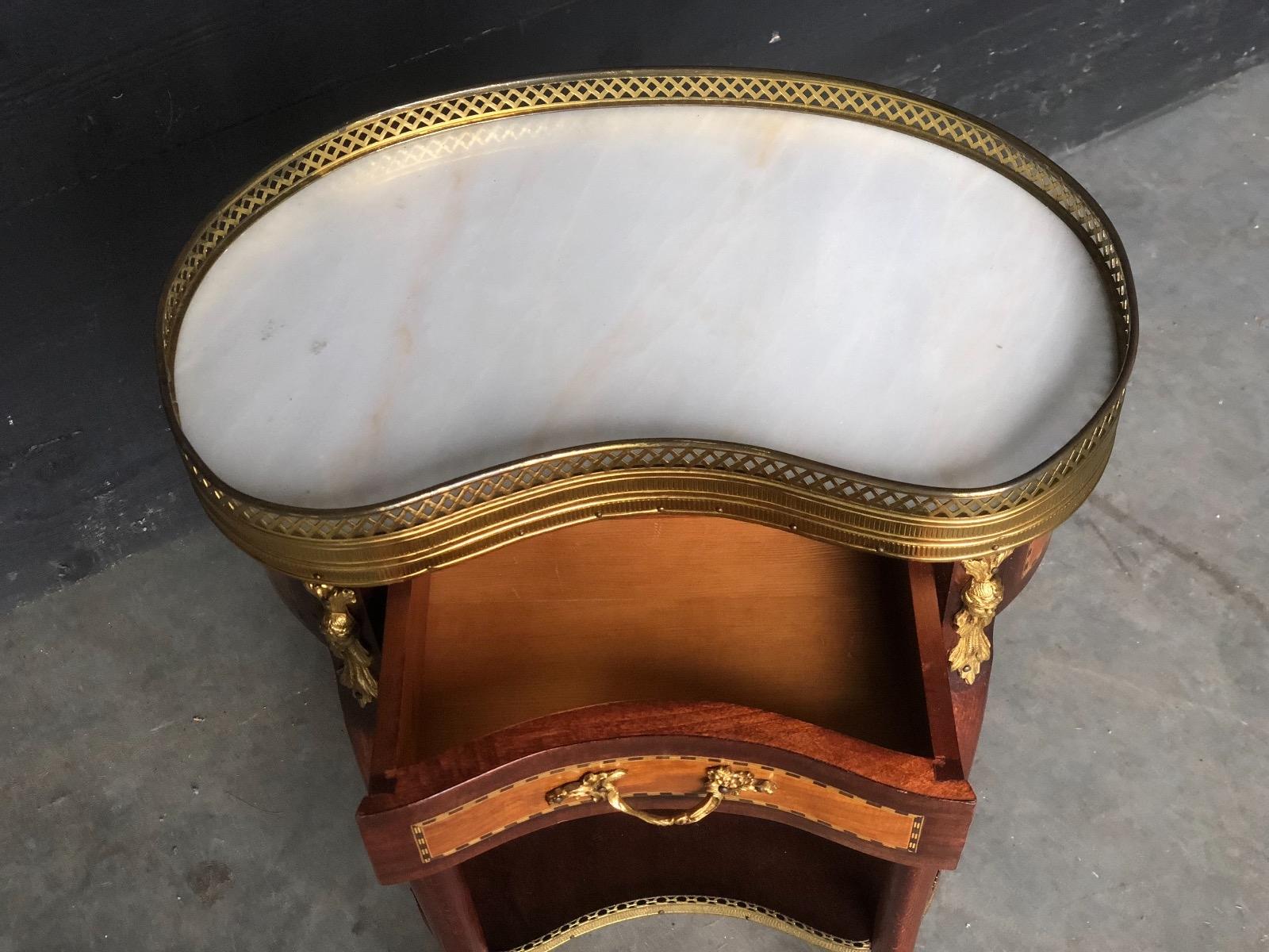 Kidney marble top side table 