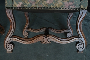 Louis XIII style Pair oak armchairs mutton legs
