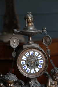 Napoleon 3 style Mantle Clock with Putti's in spelter, france 1880