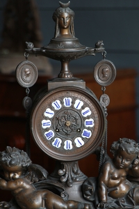 Napoleon 3 style Mantle Clock with Putti's in spelter, france 1880