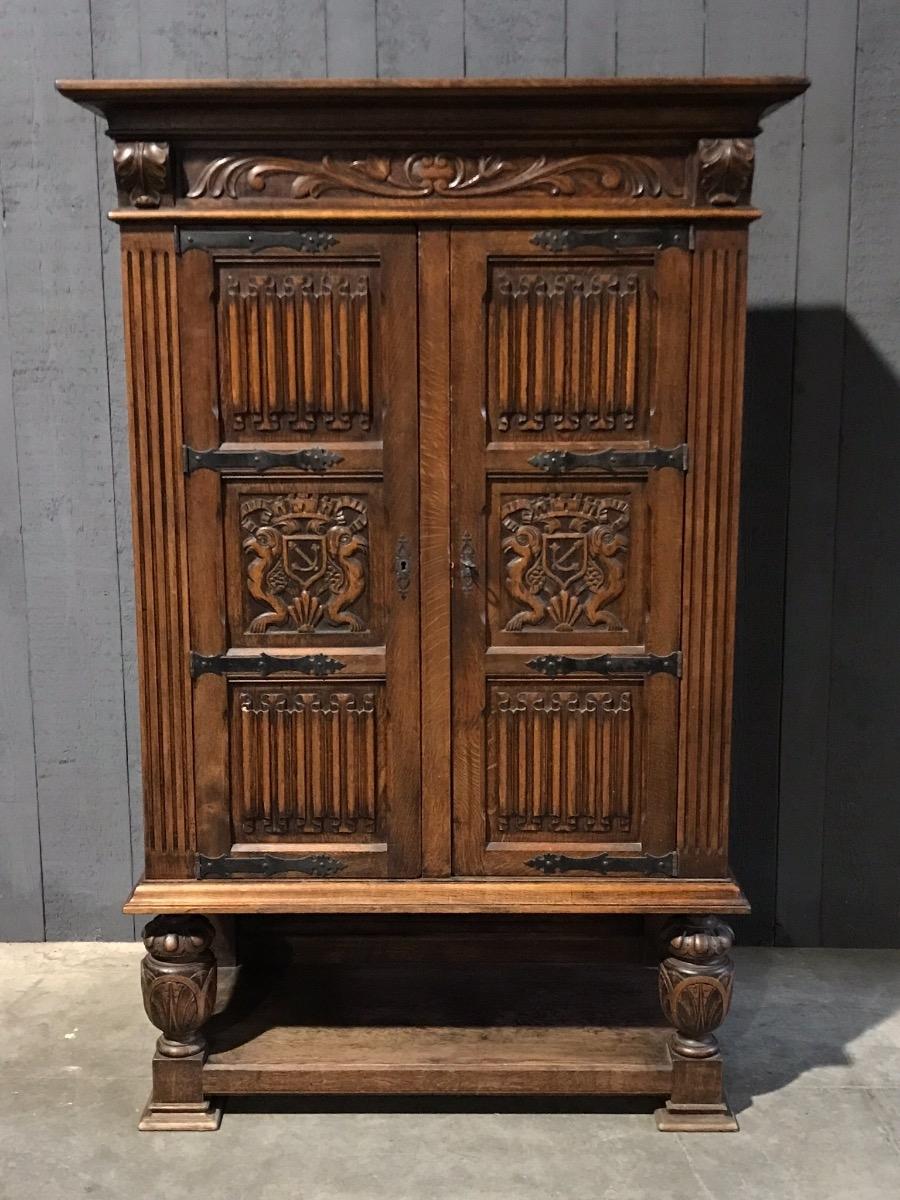 Neo Gothic oak cabinet 