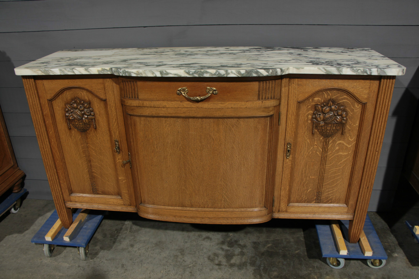 Oak Art Deco Marble Top Buffet Sold Antiques Furniture