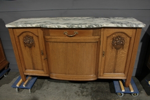 style Oak art deco marble top buffet 1930