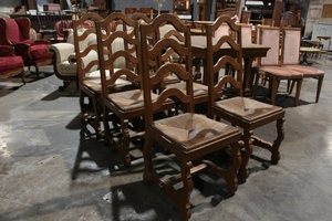 style Oak mutton legs dining chairs 1940