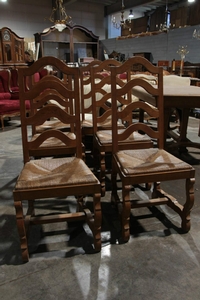 style Oak mutton legs dining chairs 1940