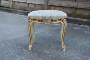 Pair Louis XV Painted Armchairs with Footstool