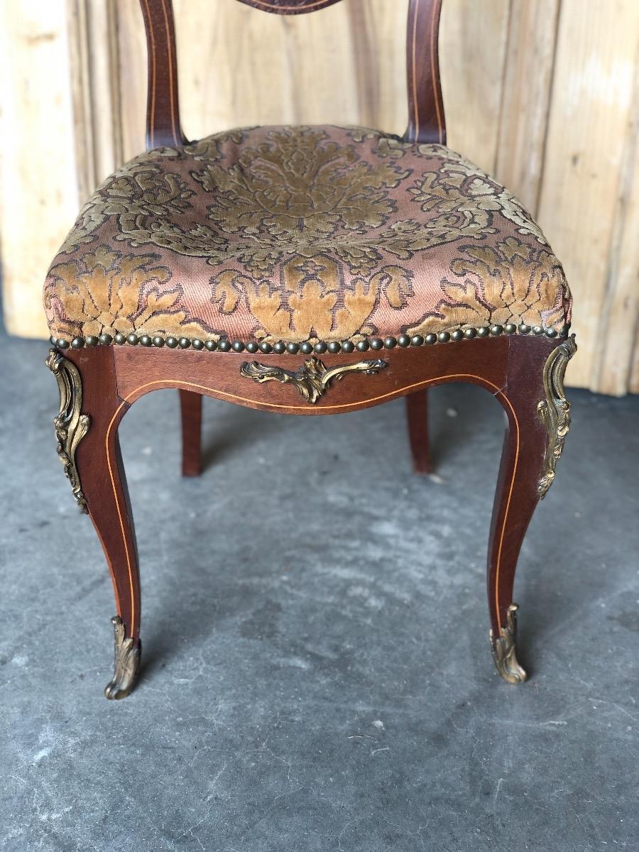 Pair of French Napoléon 3 side chairs with Bronzes 