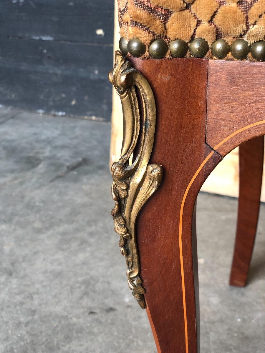 Pair of French Napoléon 3 side chairs with Bronzes 