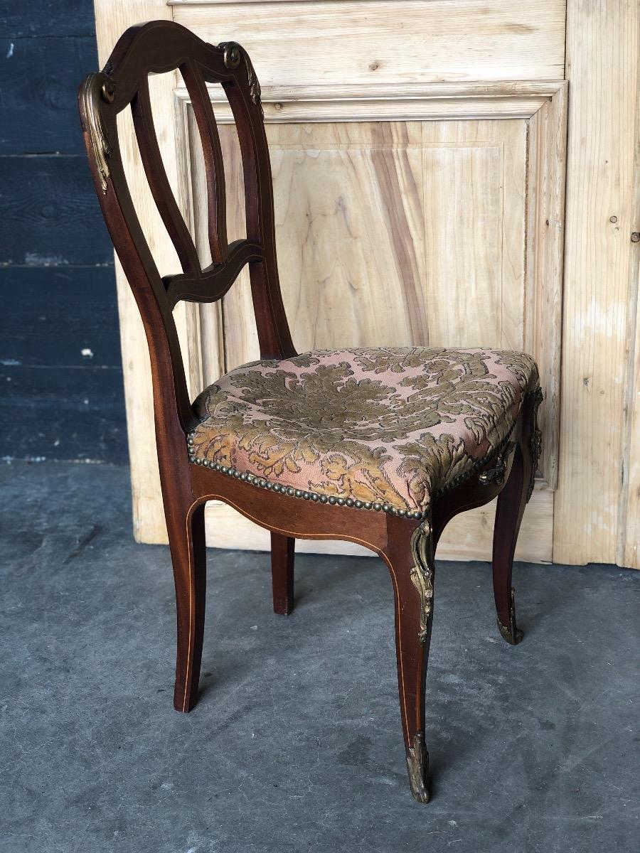 Pair of French Napoléon 3 side chairs with Bronzes 