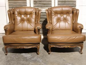 Pair of leather armchairs style Louis XVe