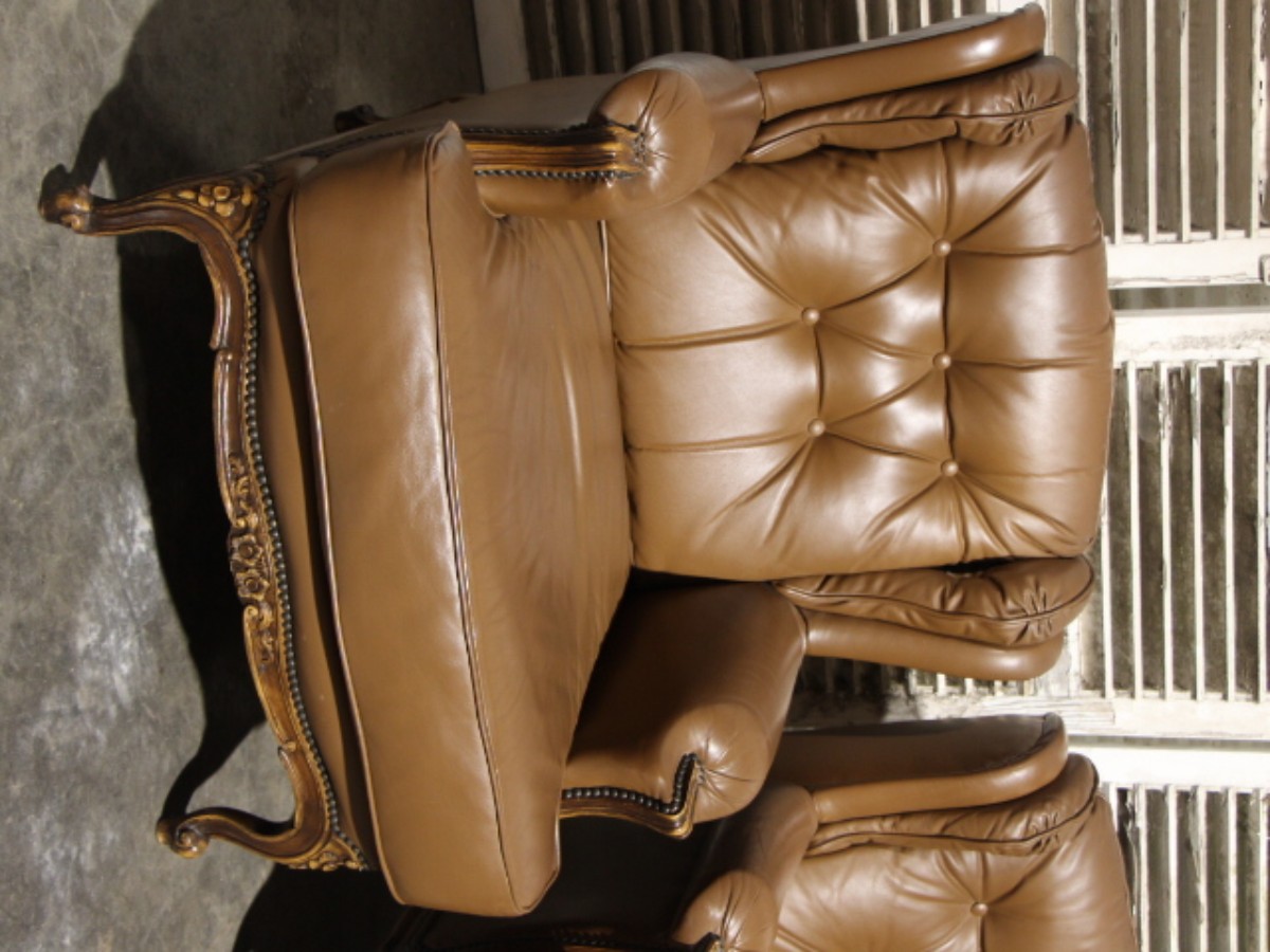 Pair of leather armchairs style Louis XV