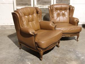 Pair of leather armchairs style Louis XVe