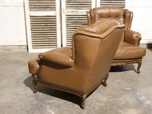 Pair of leather armchairs style Louis XVe