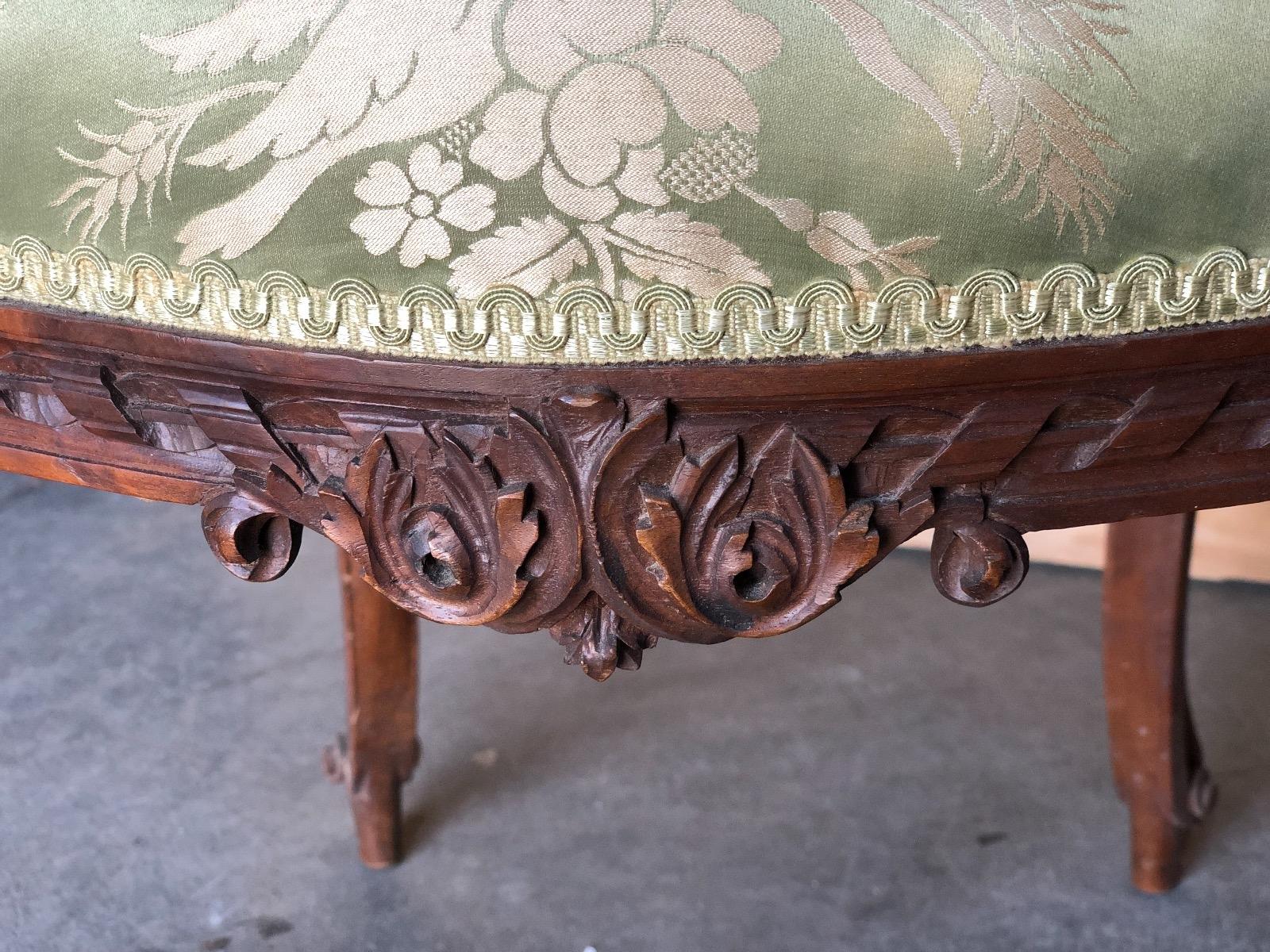 Pair of walnut transition Louis XV /XVI side chairs