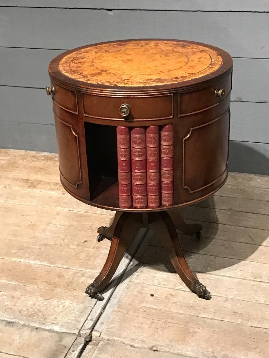 Regency style Mahogany Drum Table Bookcase 