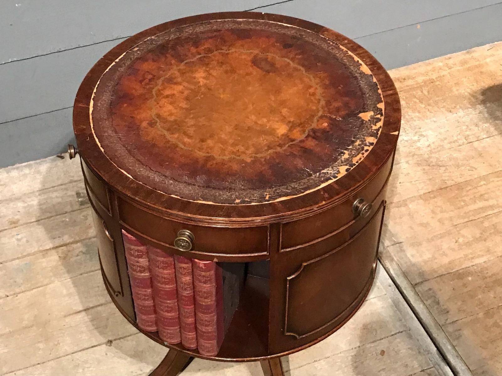 Regency style Mahogany Drum Table Bookcase 