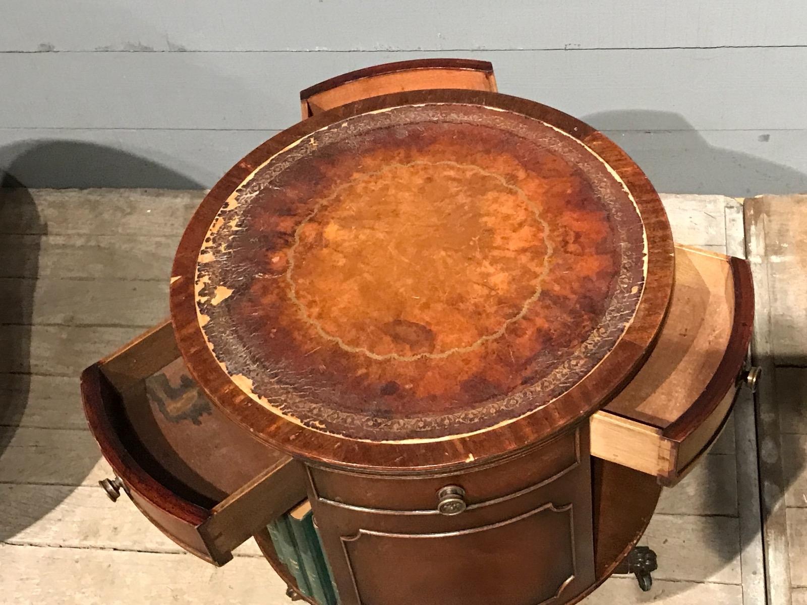 Regency style Mahogany Drum Table Bookcase 