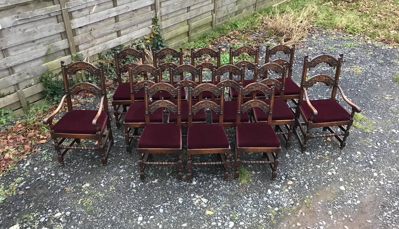 Set of 12 chairs and 2 Armchairs Renaissance Style