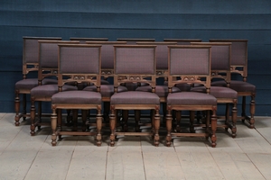 style Set of 12 walnut dining chairs 19 th century