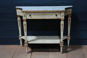 style Venitian style hand  painted consol with white marble top