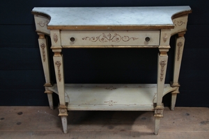 style Venitian style hand  painted consol with white marble top