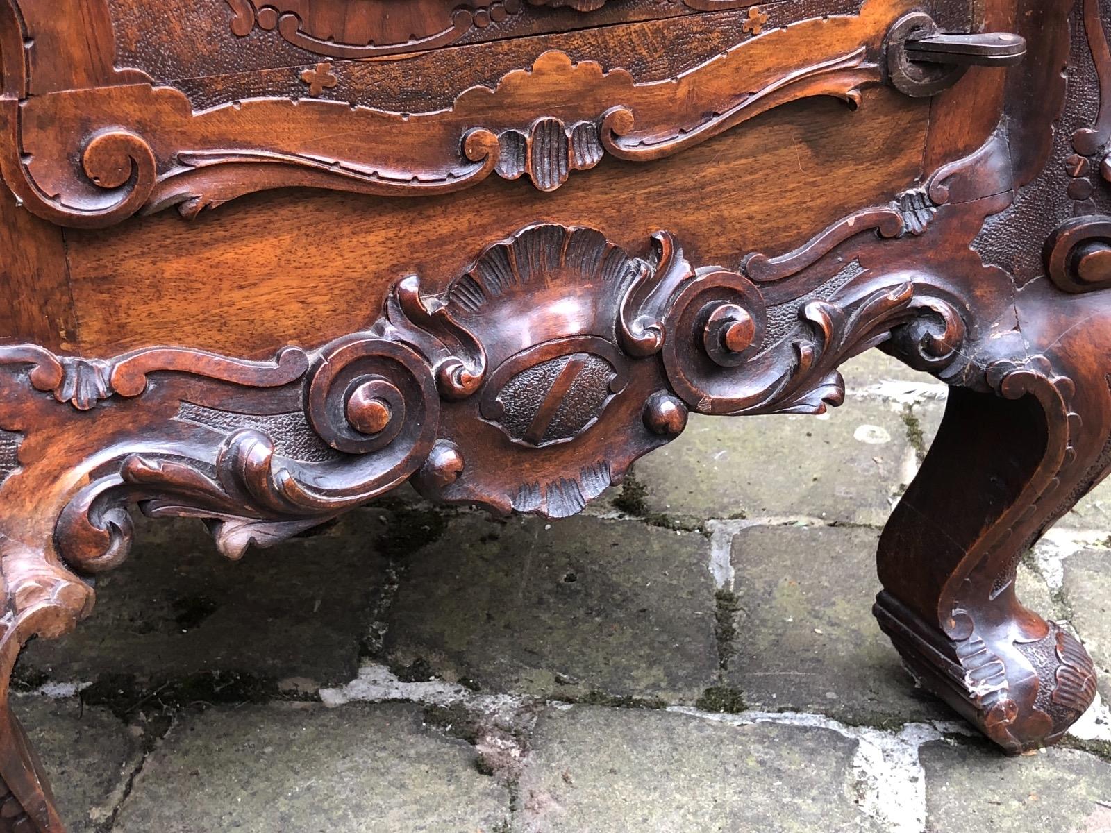 Walnut carved renaissance cabinet 