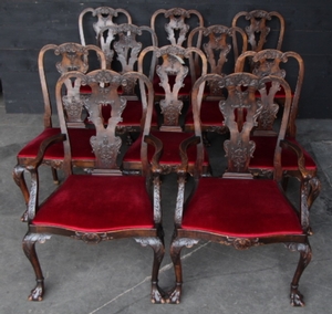 Walnut chippendale dining set 1930