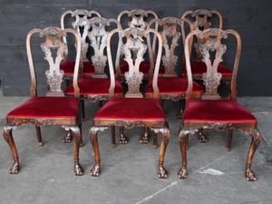 Walnut chippendale dining set 1930